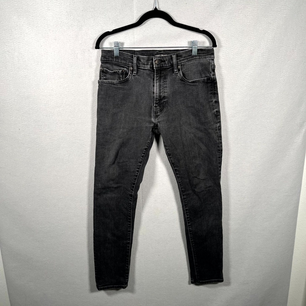 Lucky Brand‎ Jeans Mens 29x32 Black Denim Cotton Stretch Dark Wash Skinny Leg